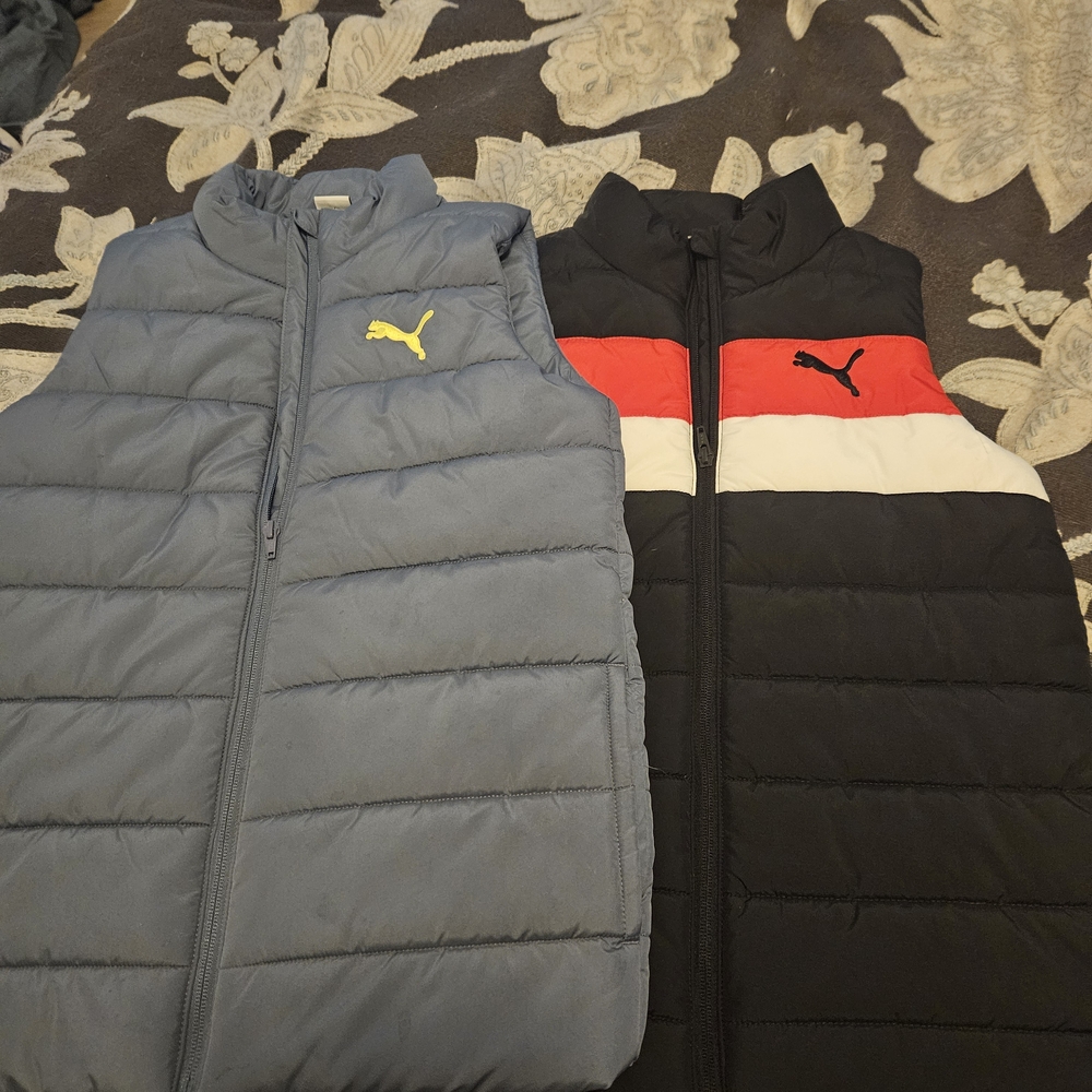 Puma Puffer Vests in Blue and Black
